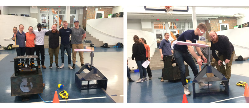 Wheaton College IL Engineering Students with Frisbee Toss Machines