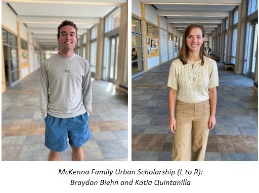 Male and Female Student Standing in lobby