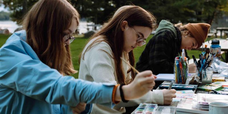 meg participating in a community art project