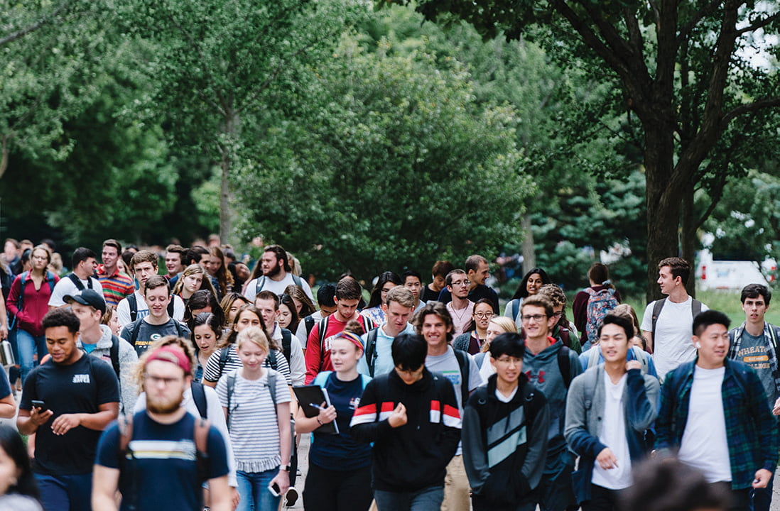 Wheaton College students walking on campus