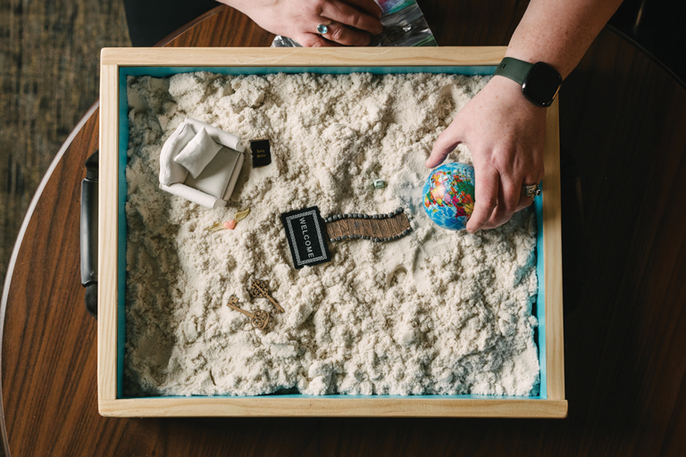 Wheaton College IL Psychology Professor Mandy Kellums Baraka demonstrates play therapy for children