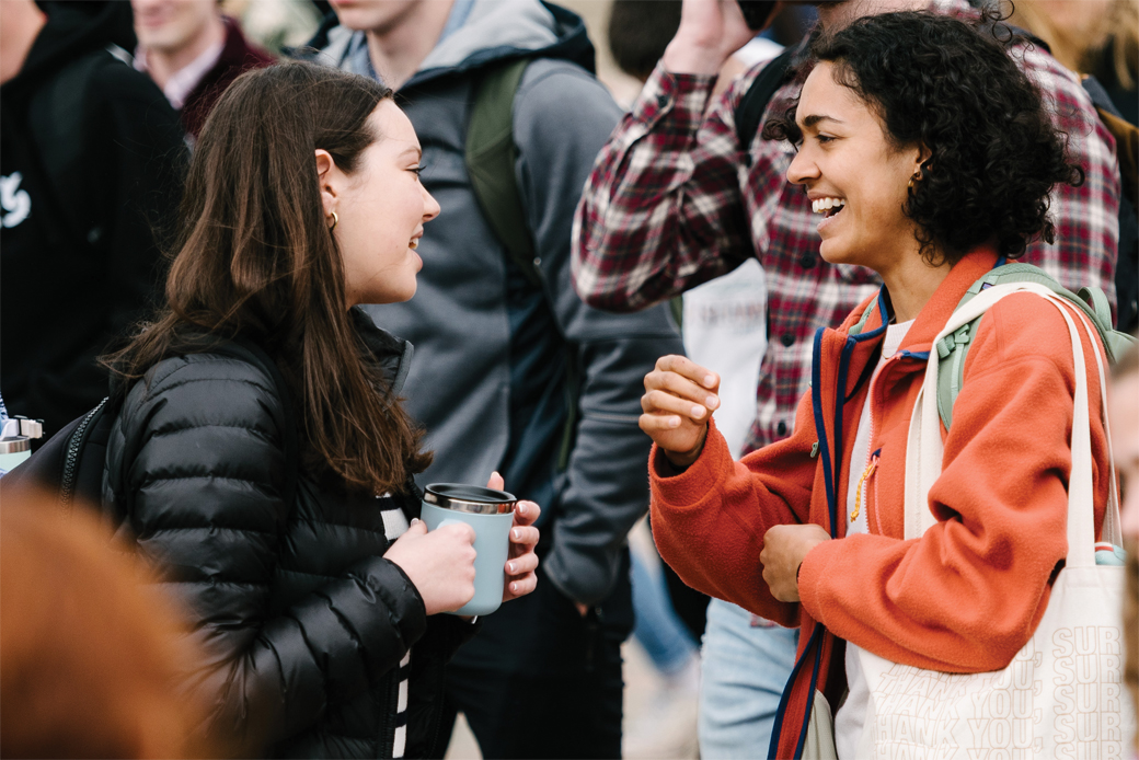 Wheaton College IL Students Chatting After Chapel