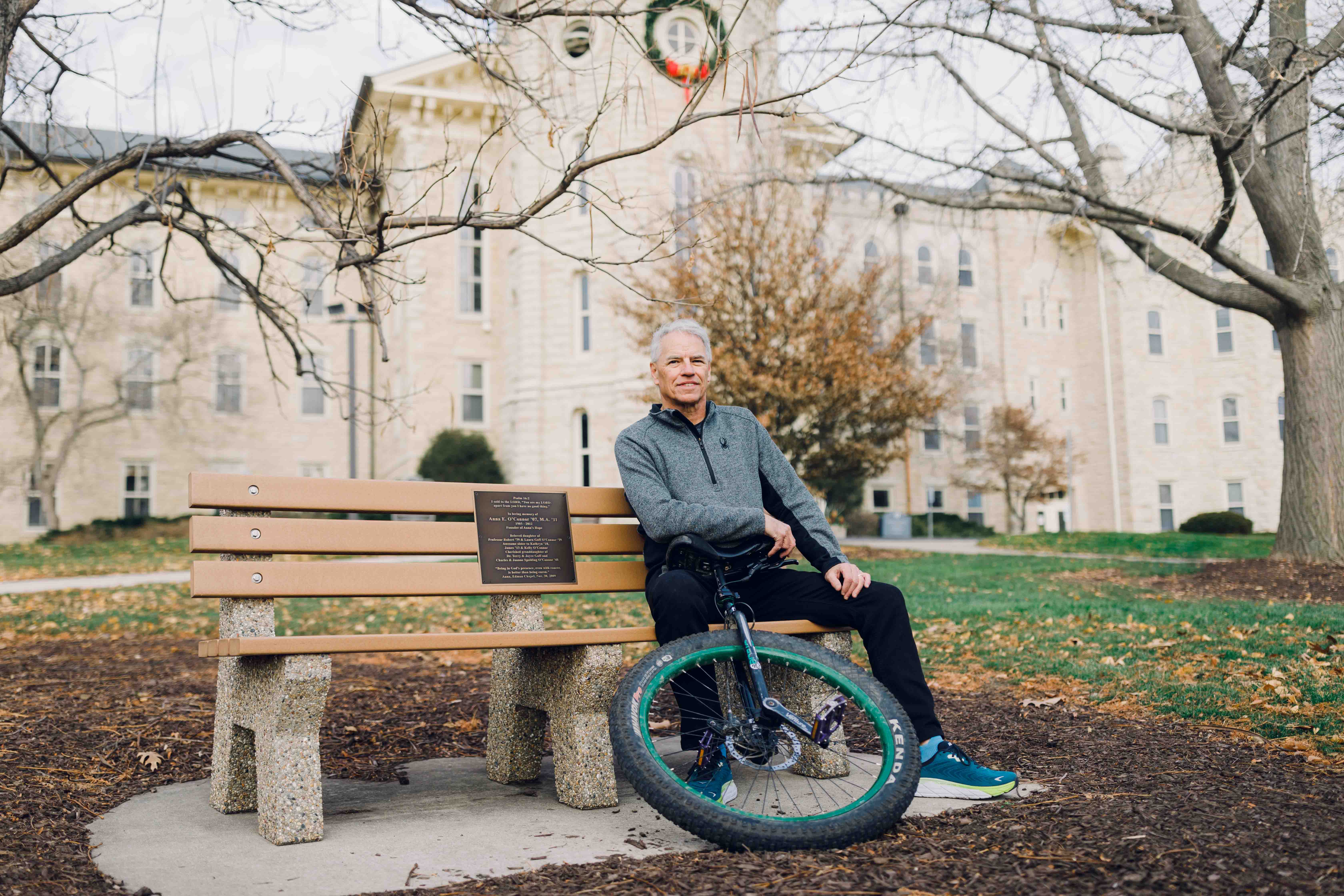 Wheaton College IL Bob O'Connor with Unicycle