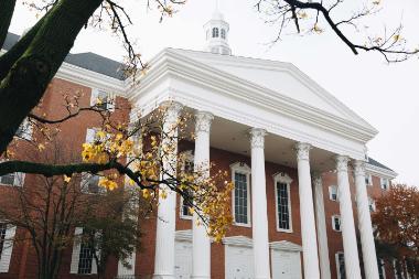 Billy Graham Hall in Autumn Wheaton College Campus