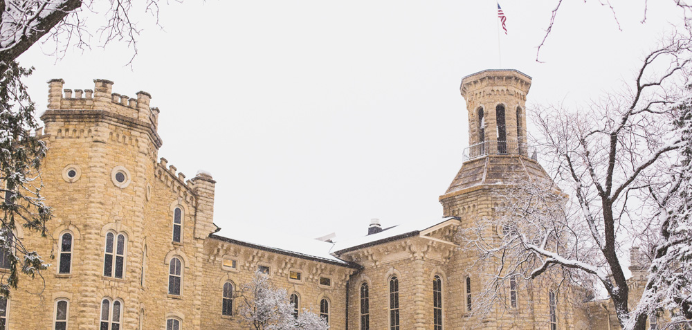 Blanchard Hall in the snow